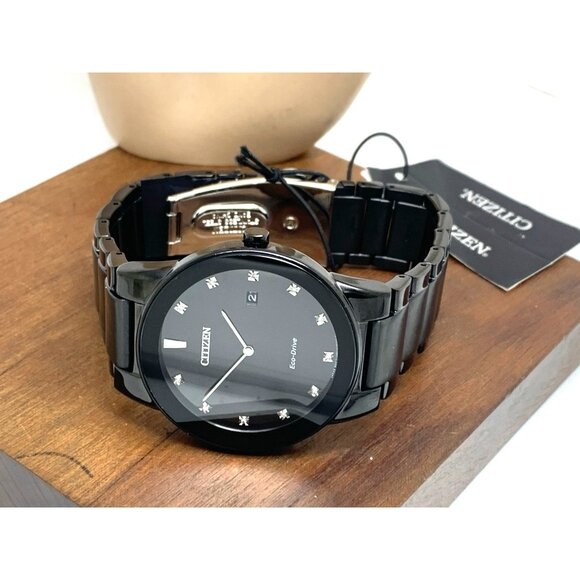 Citizen Men's Watch Eco-Drive Axiom AU1065-58G Diamond Accent Black Dial 40mm - Picture 8 of 14